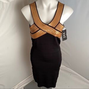 Jax black bodycon bandage dress with gold sequins